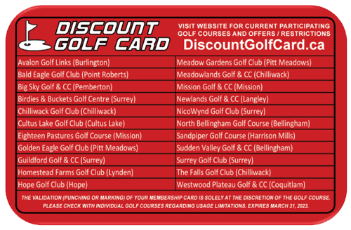 2022 Vancouver Discount Golf Card (BULK)